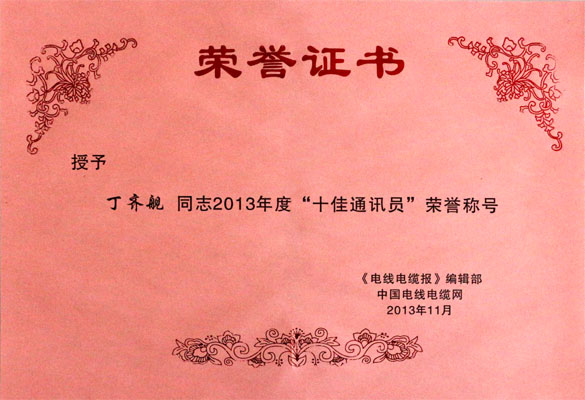 mg冰球突破集团在2013年《电线电缆报》暨中国电线电缆网事情聚会上载誉而归